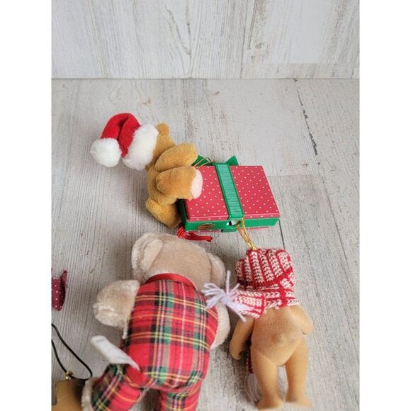 Vintage plush teddy bear coat Santa hat merry Xmas ornament variety home decor - Picture 9 of 10